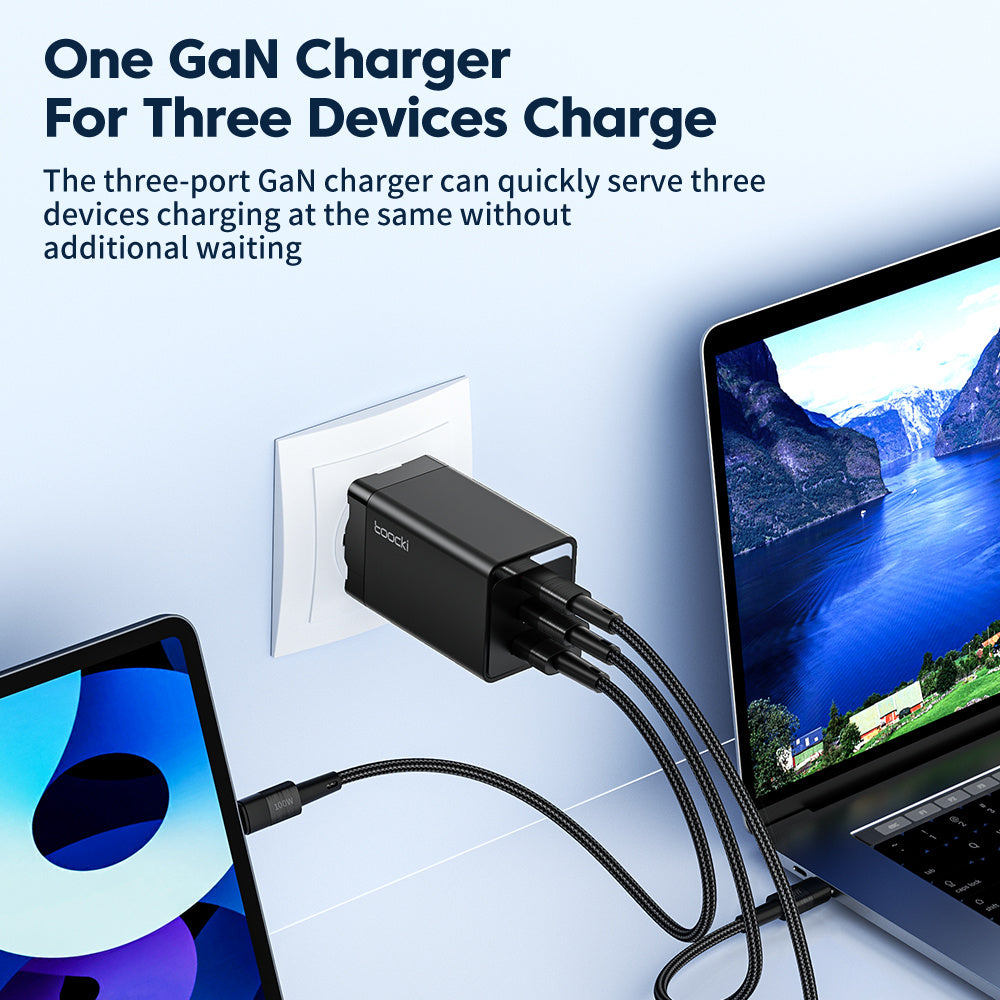 TOOCKI PD 67W Fast Charging Adapter Dual Type-C+1 USB-A GaN Wall Charger TOOCKI PD 67W Fast Charging Adapter Dual Type-C+1 USB-A GaN Wall Charger